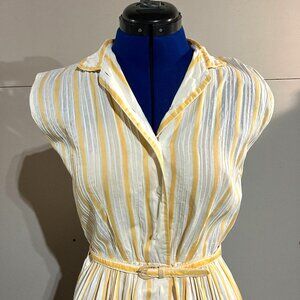 Vintage 1950s Yellow Striped Sleeveless Sundress